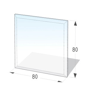 Quadratische Lienbacher Glasbodenplatte (80x80 cm) als Funkenschutz für Kamin und Ofen.