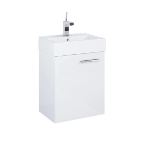 Roca Waschplatz Diego mit 1 Tür 61 cm x 45 cm x 30,5 cm Weiß Hochglanz