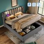okwish Polsterbett 140x200cm mit Leselicht Stauraum Jugendzimmer Grau mit Matratze_7