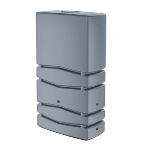 Graue Waterform Regentonne Aqua Tower, 350 l, eckig, für Garten und Außenbereich.