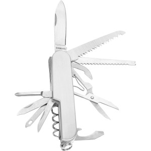 LUX Multitool 2er-Set, silbernes Taschenmesser mit diversen Werkzeugen aus Edelstahl.