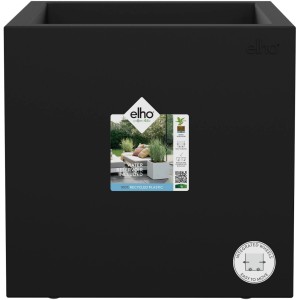 Schwarzer Elho Vivo Next Pflanztopf 40x40 cm mit Rollen. Moderner Pflanzkübel für den Garten oder Balkon.