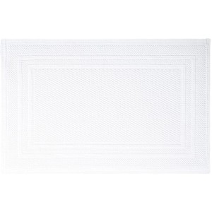 Weißer Spirella Elements Badteppich, 50x80 cm, aus Baumwolle mit Bordüre.