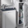 Fackelmann Waschbeckenunterschrank SBC, weiß, 44 cm breit, mit Waschbecken und Spiegelschrank.