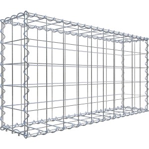Leere Gabiona Gabione 50x100x20cm mit 10x10cm Maschenweite, zur individuellen Befüllung als Mauersystem.