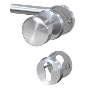 Basi Rosetten Garnitur ZB 3200 Edelstahl, L-Form, Rechts, Profilzylinder