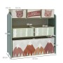 ZONEKIZ Kinderzimmerregal aus MDF mit 6 Vliesstoff-Boxen in Hellblau, 63x30x66 cm. Niedliche Tier- und Naturmotive für Spielzeug & Bücher.