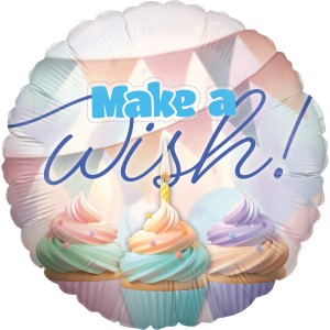 Party Factory Folienballon Happy Birthday Pastel mit Cupcake-Motiv, Ø 45cm.