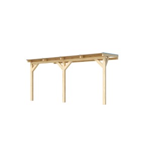 Weka Terrassenüberdachung 672 Gr. 1 aus unbehandeltem Holz mit Doppelstegplatten.