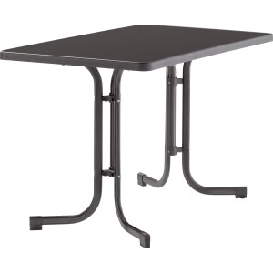 Rechteckiger, eisengrauer Sieger Klapptisch (70x115cm) für den Garten.