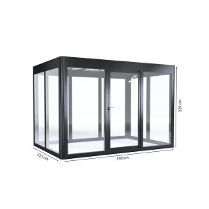 SunElements Gartenhaus SunGarden Energy 3.2, anthrazit-metallic, 7,8 m², mit Maßangaben.