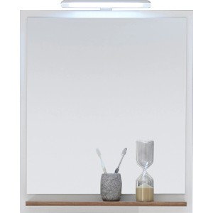 Pelipal Bad-Spiegel Quickset mit Eiche-Ablage, 74x60 cm, weiß. Optional mit Lampe.