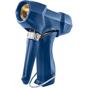 Blaue Geka plus Profi-Reinigungspistole mit Gummiummantelung und Messingdüse.