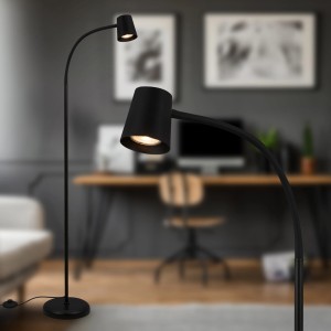 Brilo Stehleuchte Skriva Schwenkbar Fußtaster Schwarz 21 cm x 127,5 cm