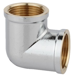 Kirchhoff Winkel 90° 15 mm Chrom Gewindefitting mit Innengewinde.