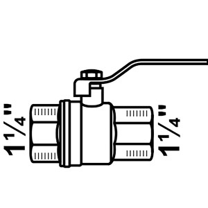 Kugelhahn von Kirchhoff, 39 mm (1 1/4 IG) aus Nickel, mit DIN-Gewinde.