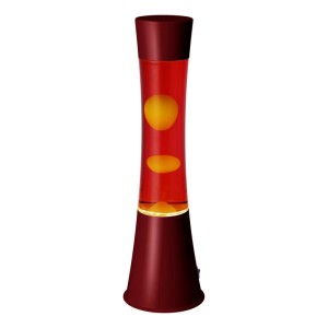 Eglo LED-Lavatischleuchte Bordeaux/Orange. Weinrote Flüssigkeit, orangefarbenes Wachs in Bewegung. Moderne LED-Tischlampe.
