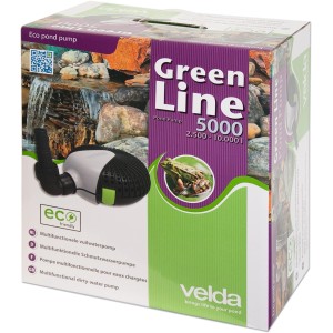 Verpackung der Velda Teichpumpe Green Line 5000, einer Schmutzwasserpumpe für Teiche.
