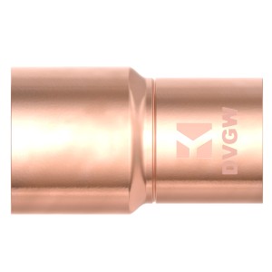 Kirchhoff Reduziernippel 18/15 mm, blanke Kupfer Muffe für Lötfittings.