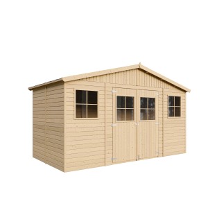 Timbela Gartenhaus Holz M332+M332G 7,98 m² mit Fenstern und Boden