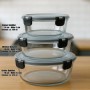 BigDean Glasbehälter mit Deckel in 3 Größen Mikrowellengeschirr Glas Meal Prep Container aus Glas Runde Glasbehälter Mikrowellengeschirr Glas_3