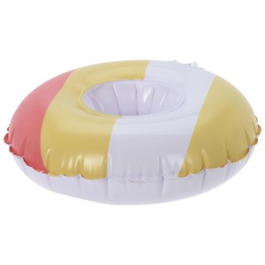 Aufblasbarer Becherhalter Ø 22cm mit Streifenmuster in verschiedenen Sommerfarben.