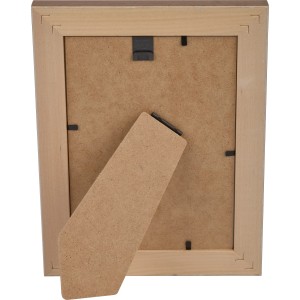 Holz-Bilderrahmen Natur, 13x18 cm, Rückansicht mit Aufsteller für Tisch und Wandmontage.