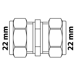 Kirchhoff Verbindungsstück, 22 mm Klemmfitting für CU-Rohr, blank, zur sicheren Rohverbindung.
