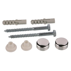 Kirchhoff Befestigungssatz für Stand-WC mit Sechskantschrauben (M6 x 70 mm), Dübeln und Chrom-Abdeckungen.
