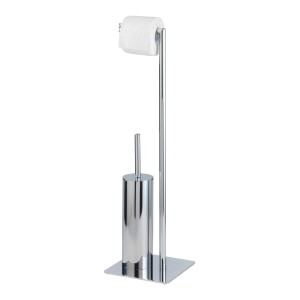 Wenko Stand WC-Garnitur Recco Chrom mit WC-Bürste und Toilettenpapierhalter.