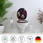 Sanfino WC-Sitz Rose Skull auf Toilette. Schwarzer Toilettendeckel mit Rosen und Totenköpfen.
