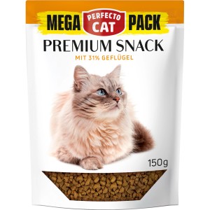 Perfecto Cat Katzensnacks mit Geflügel, 150g Packung. Premium Katzenleckerlies mit 31% Geflügelanteil.