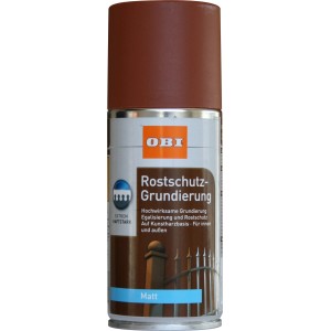 OBI Rostschutz-Grundierung Spray, rotbraun, matt, 150ml Dose für Metall und Alu.