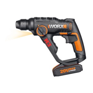 Worx Bohrhammer WX390 mit Akku, geeignet zum Bohren in Stein, Beton und Naturstein.