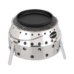 Petromax Feuertopf FT6 Essential, 5,5 l, schwarz, auf Grillgestell. Ideal für Grillabenteuer.