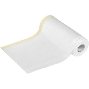 LUX-TOOLS 2-in-1 Krepp und Folie, weiß, aufgerollt. Praktisches Abdeckmaterial für Renovierungen und Farbschutz.