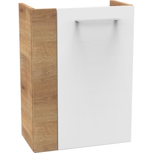 Fackelmann Waschbeckenunterschrank SBC Asteiche, 44 cm breit, mit weißer Front und Griff.