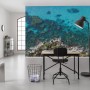 Vlies Fototapete Bright Blue (450x280 cm) mit Meeresmotiv im modernen Arbeitszimmer.