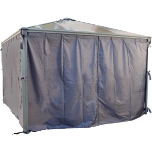 Palram Canopia Vorhangset, anthrazit, für 3-4m Pavillons, mit Reißverschlusstür.