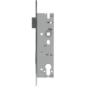 Abus Einsteckschloss für Rohrrahmentüren, silberfarben, mit Profilzylinderaufnahme und 35 mm Dornmaß.