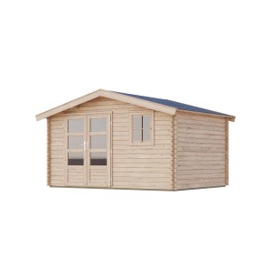 Karibu Holz-Gartenhaus Arosa, unbehandelt, mit Satteldach, 372x282 cm.