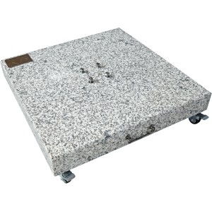 Rollbare Doppler Granitplatte 80x80 cm für Pendelschirme, Schirmständer aus poliertem Granit mit 4 Rädern.