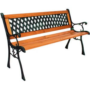 Antik-grüne Garden Pleasure Parkbank Windsor aus Gusseisen und Tannenholz, 125 cm breit.
