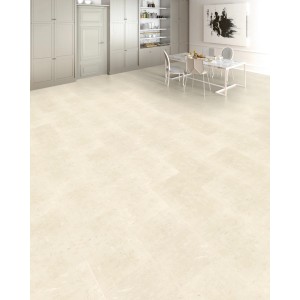 Living by Haro Designboden HydroStar Finca Pure White, Vinylboden in Steinoptik, verlegt im Raum.