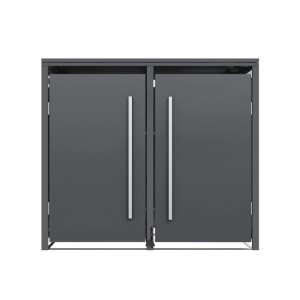 Westmann Mülltonnenbox Pedura 2 Anthrazit aus Metall mit zwei Türen und Griffen.