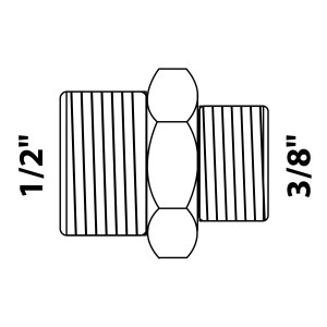 Kirchhoff Reduzier-Doppelnippel, Chrom, 1/2" AG x 3/8" AG, für Gewindefittings.