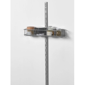 Metall-Drahtkorb, 2-reihig, weiß-alu, zur Aufbewahrung im Regal.