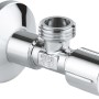 Grohe Eckventil 1/2 x 1/2 Zoll in Chrom, Waschgeräte-Ventil mit Rosette und Metallgriff.
