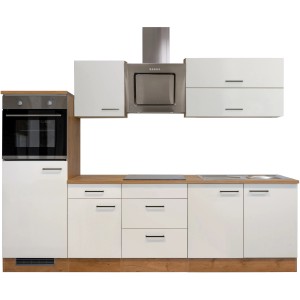 Flex-Well Küchenzeile Vintea 270 cm in Magnolia/Lancelot Oak mit E-Geräten.