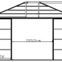 Technische Zeichnung des Sojag Aluminium Pavillon Castel 12 x 14 Bronze mit Maßangaben.